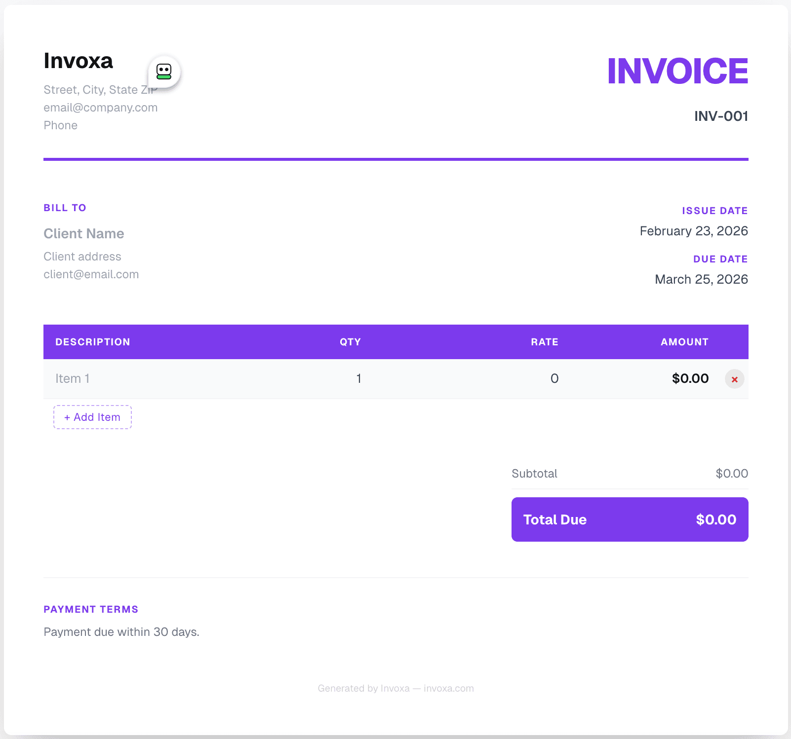 CreateInvoices invoice generator — create and download professional invoices online for free