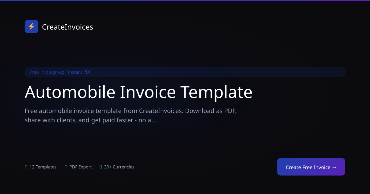 Automobile Invoice Template | CreateInvoices