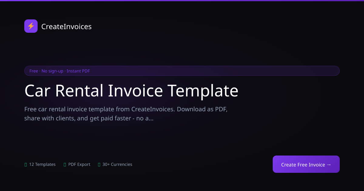 Car Rental Invoice Template | CreateInvoices
