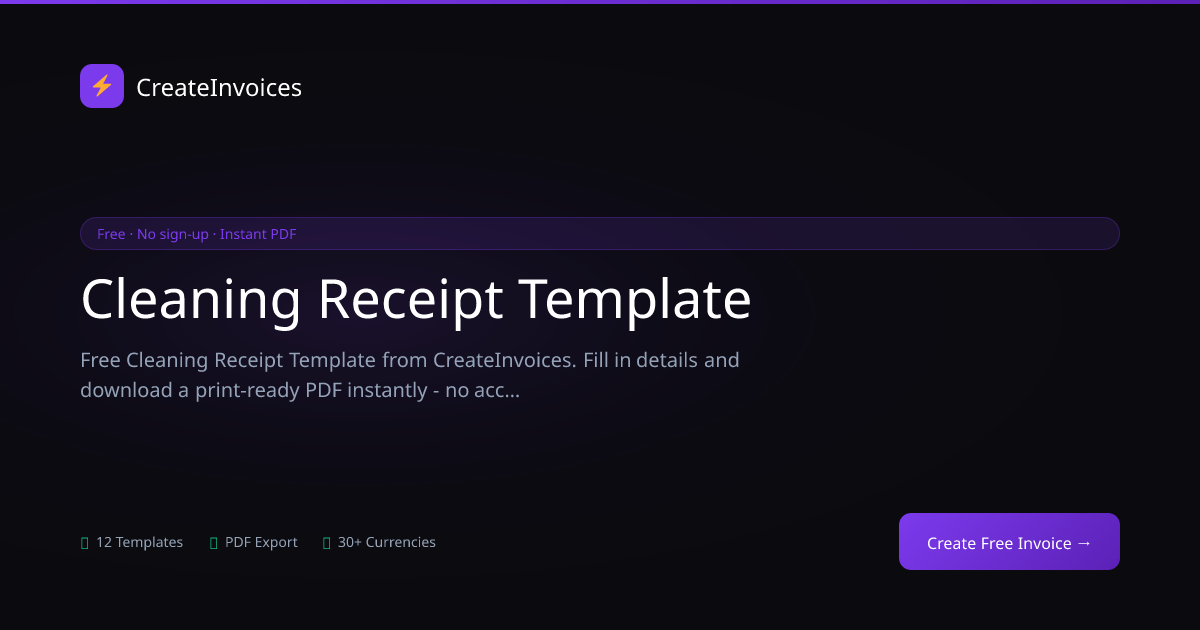Cleaning Receipt Template | CreateInvoices