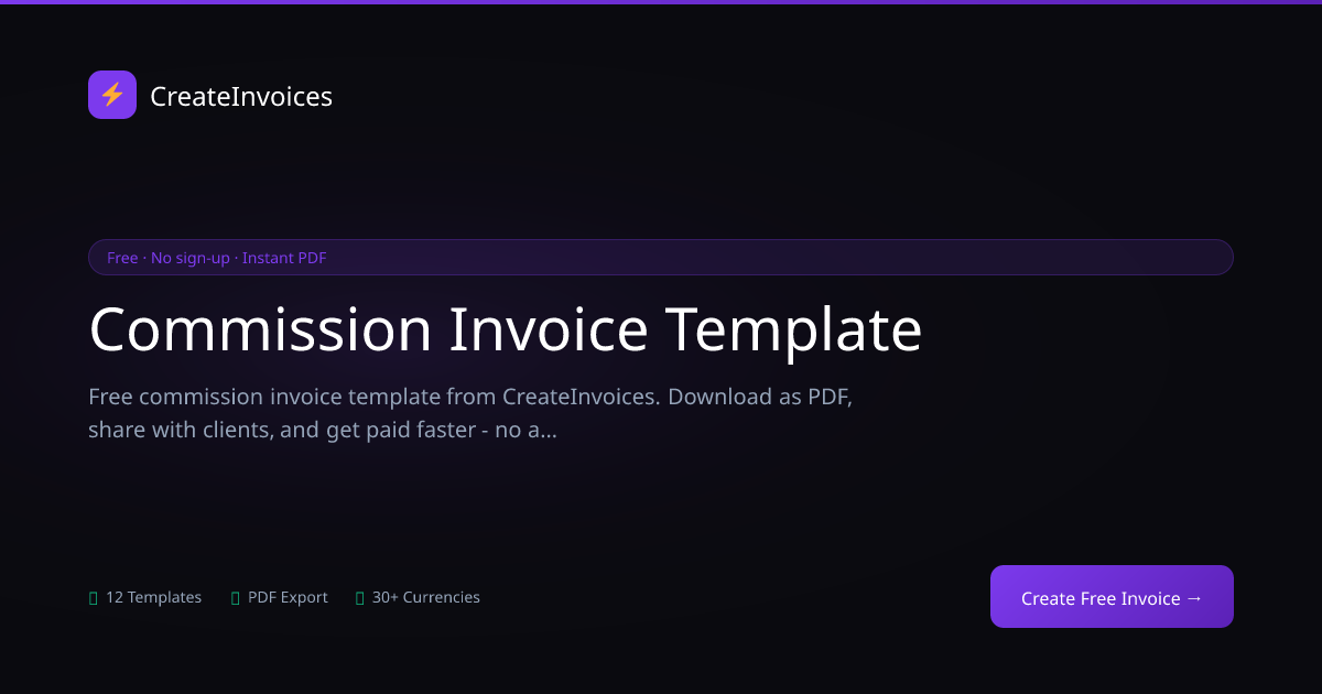 Commission Invoice Template | CreateInvoices