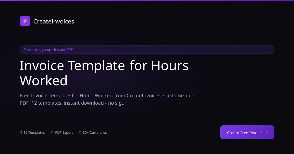 Invoice Template for Hours Worked | CreateInvoices