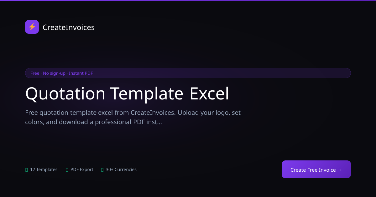 Quotation Template Excel | CreateInvoices