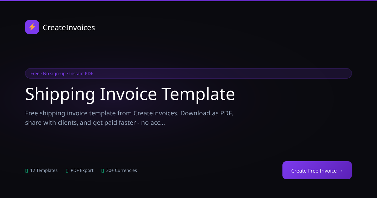 Shipping Invoice Template | CreateInvoices