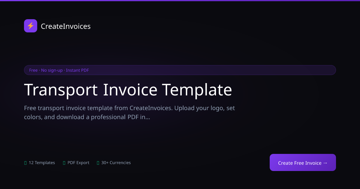 Transport Invoice Template | CreateInvoices