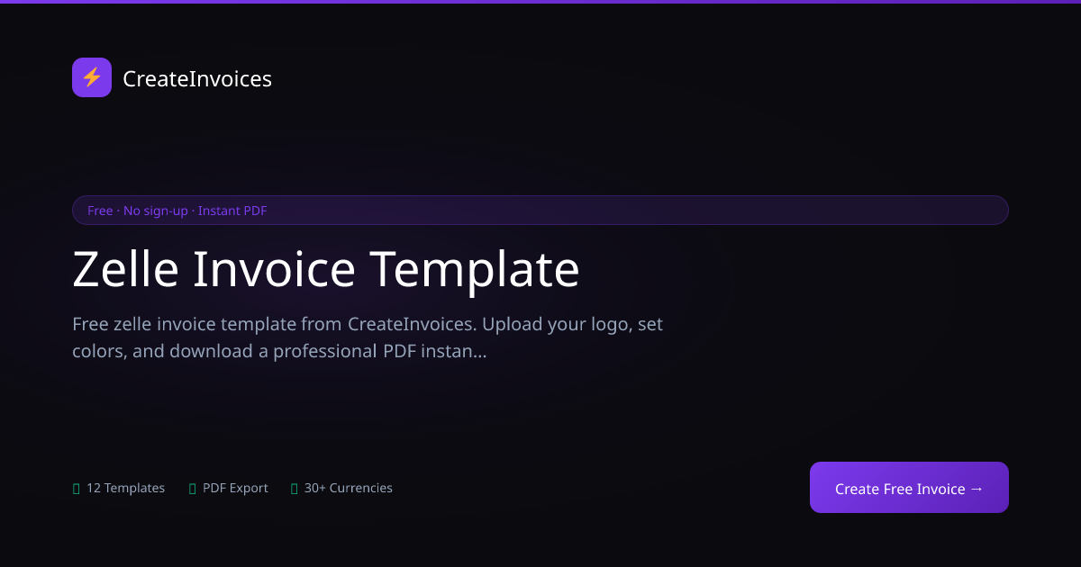 Zelle Invoice Template | CreateInvoices
